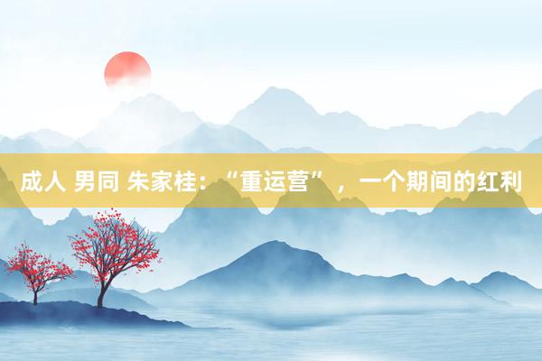 成人 男同 朱家桂：“重运营” ，一个期间的红利