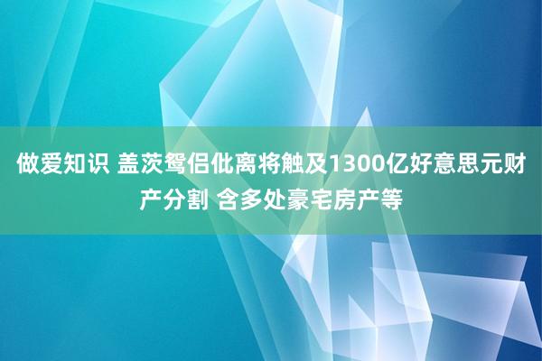 做爱知识 盖茨鸳侣仳离将触及1300亿好意思元财产分割 含多处豪宅房产等